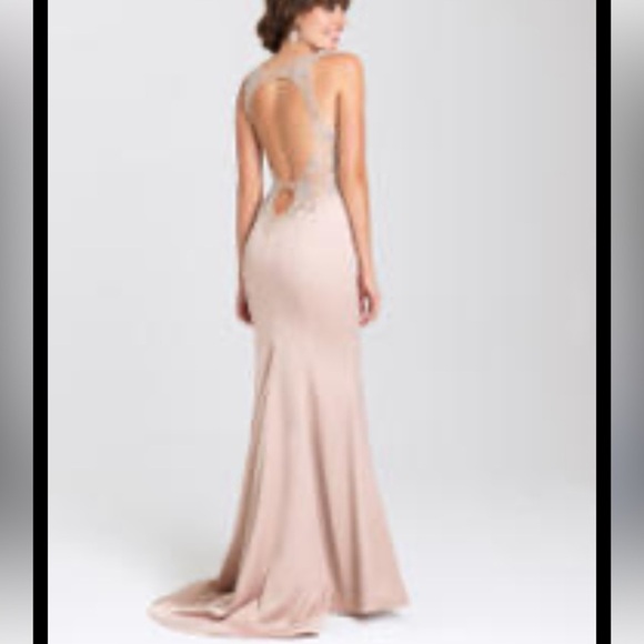 JOVANI ORIGINAL HANDMADE PINK&SILVER STUDDED RHINESTONES COUTURE LINE - Picture 3 of 16